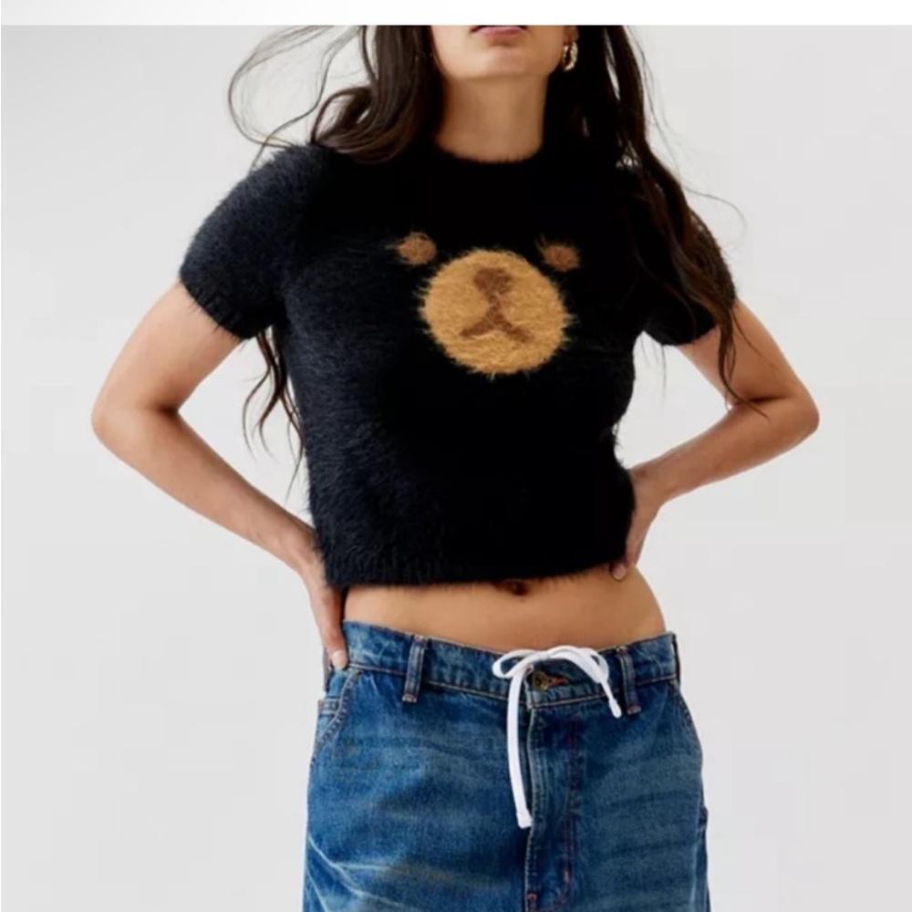 Teddy Fresh x Urban Outfitters Fluffy Bear Short Sleeve Sweater